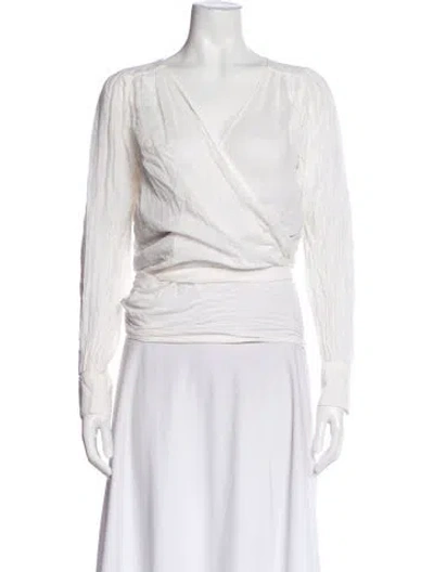 Pre-owned Ba&sh V-neck Long Sleeve Blouse In White
