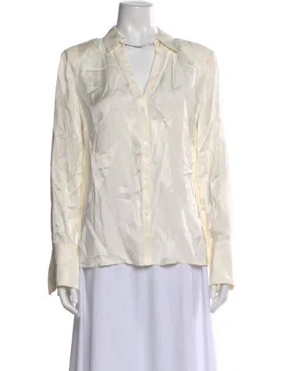 Pre-owned Ba&sh V-neck Long Sleeve Blouse In White
