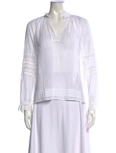 Pre-owned Ba&sh V-neck Long Sleeve Blouse In White