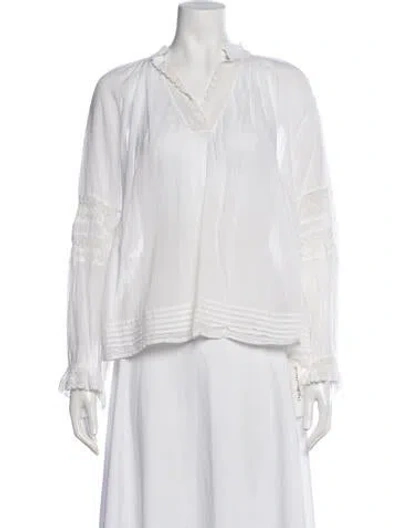Pre-owned Ba&sh V-neck Long Sleeve Blouse In White