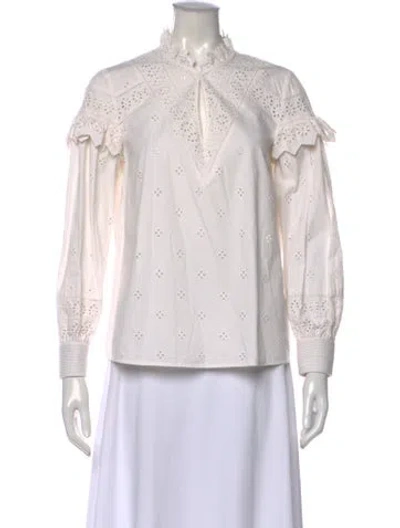 Pre-owned Ba&sh V-neck Long Sleeve Blouse In White