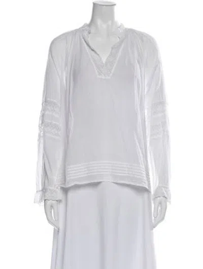 Pre-owned Ba&sh V-neck Long Sleeve Blouse In White