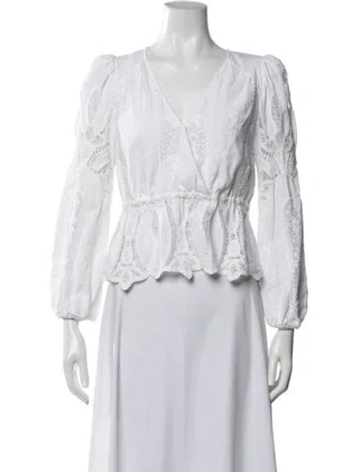 Pre-owned Ba&sh V-neck Long Sleeve Blouse In White