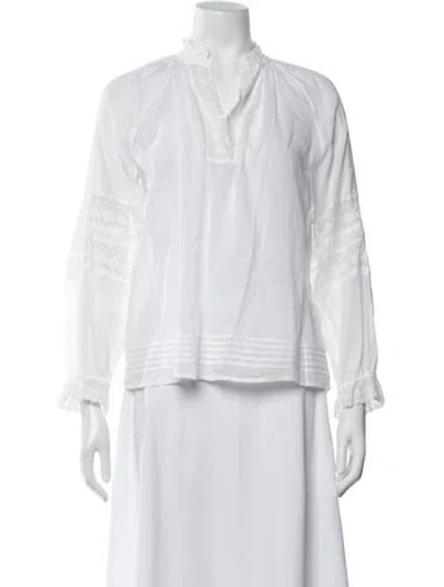 Pre-owned Ba&sh V-neck Long Sleeve Blouse In White