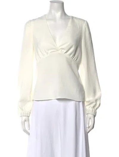 Pre-owned Ba&sh V-neck Long Sleeve Blouse In White