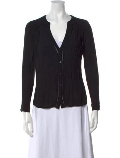 Pre-owned Ba&sh V-neck Long Sleeve Button-up Top In Black