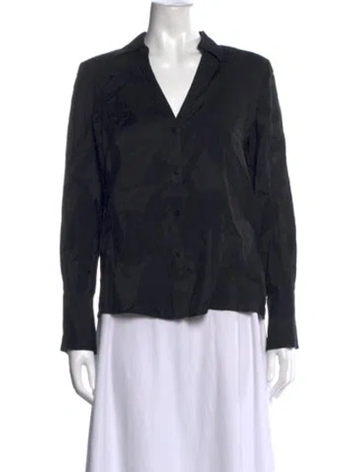 Pre-owned Ba&sh V-neck Long Sleeve Button-up Top In Black