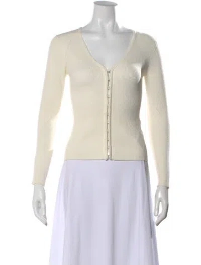 Pre-owned Ba&sh V-neck Long Sleeve Button-up Top In Neutral