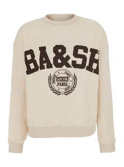 Ba&sh Ba & Sh V-neck Long Sleeve Cotton Sweatshirt In Neutral