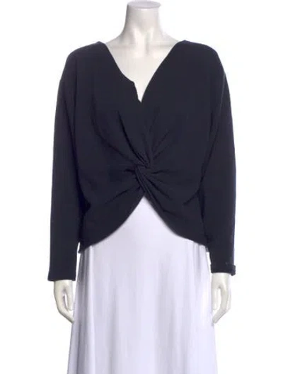 Pre-owned Ba&sh V-neck Long Sleeve Crop Top In Blue