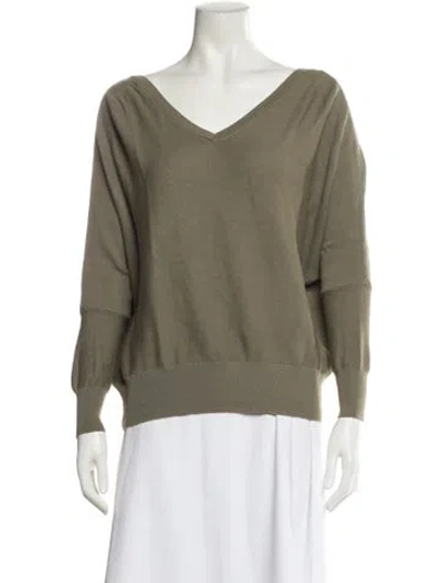 Pre-owned Ba&sh V-neck Long Sleeve Sweatshirt In Green