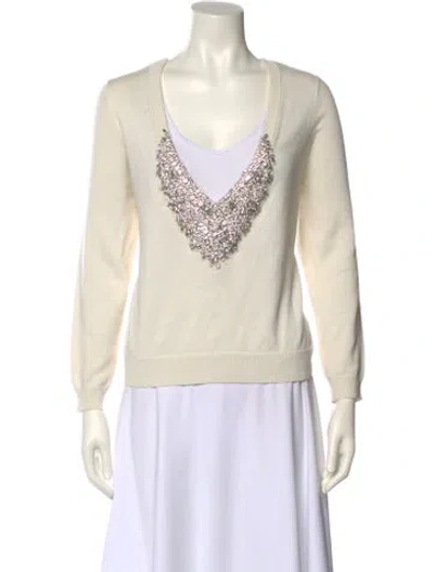 Pre-owned Ba&sh V-neck Long Sleeve Sweatshirt In Neutral