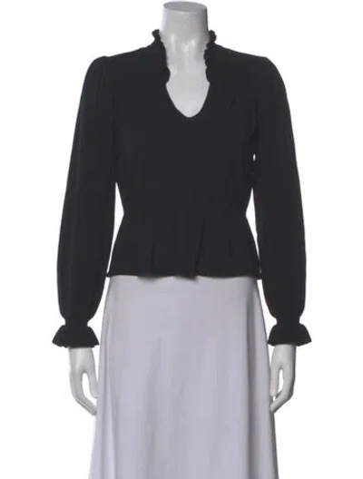 Pre-owned Ba&sh V-neck Long Sleeve Top In Black