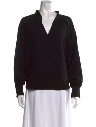 Pre-owned Ba&sh V-neck Long Sleeve Top In Black