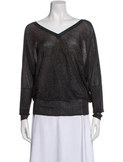Pre-owned Ba&sh V-neck Long Sleeve Top In Gray