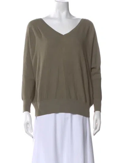 Pre-owned Ba&sh V-neck Long Sleeve Top In Green