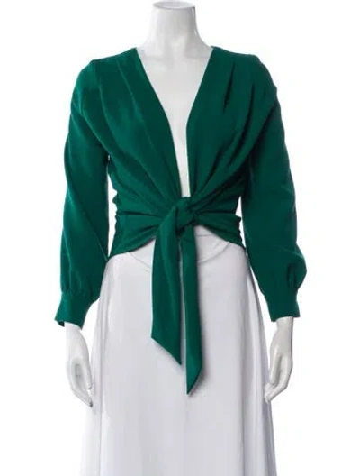 Pre-owned Ba&sh V-neck Long Sleeve Top In Green