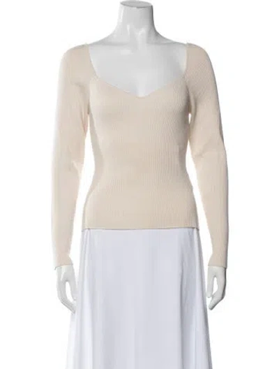 Pre-owned Ba&sh V-neck Long Sleeve Top In Neutrals