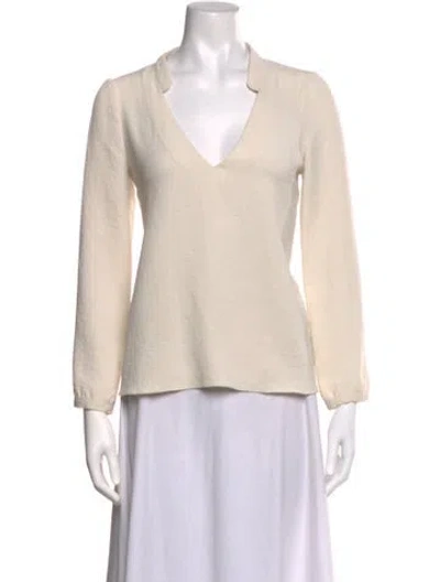 Pre-owned Ba&sh V-neck Long Sleeve Top In Neutrals