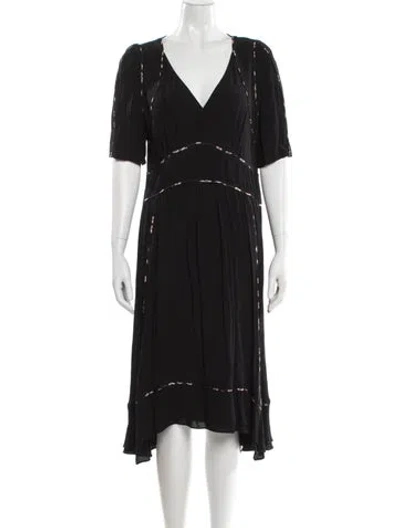 Pre-owned Ba&sh V-neck Midi Length Dress In Black