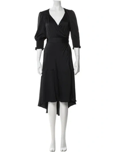 Pre-owned Ba&sh V-neck Midi Length Dress In Black