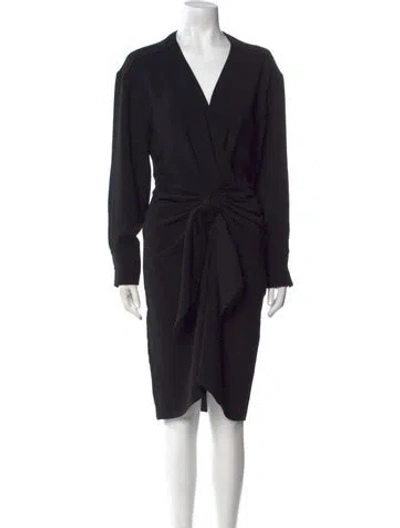 Pre-owned Ba&sh V-neck Midi Length Dress In Black