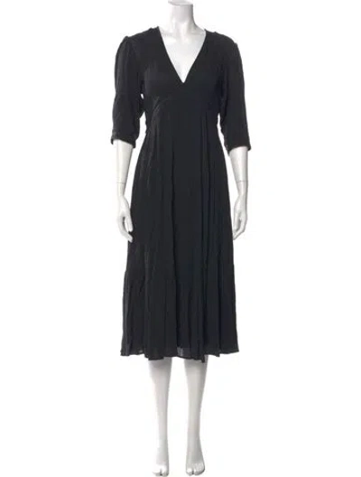 Pre-owned Ba&sh V-neck Midi Length Dress In Black