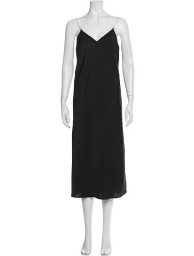 Pre-owned Ba&sh V-neck Midi Length Dress In Black