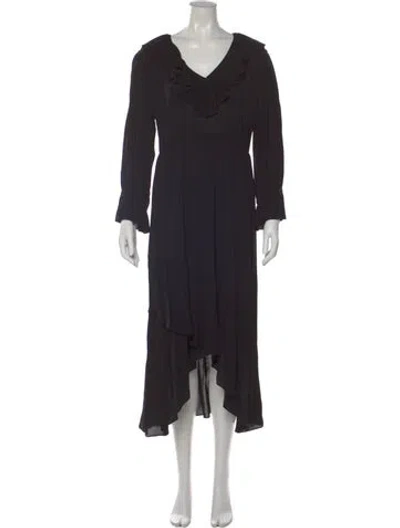Pre-owned Ba&sh V-neck Midi Length Dress In Black