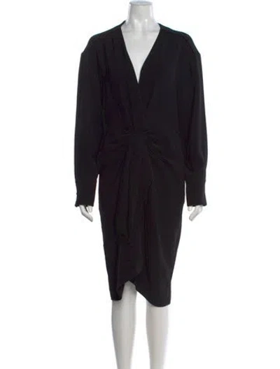 Pre-owned Ba&sh V-neck Midi Length Dress In Black