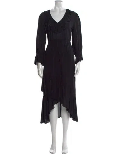 Pre-owned Ba&sh V-neck Midi Length Dress In Black