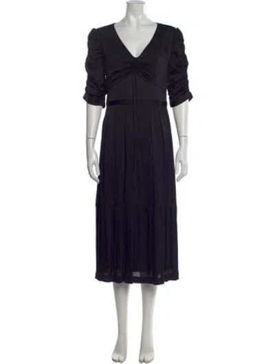 Pre-owned Ba&sh V-neck Midi Length Dress In Black