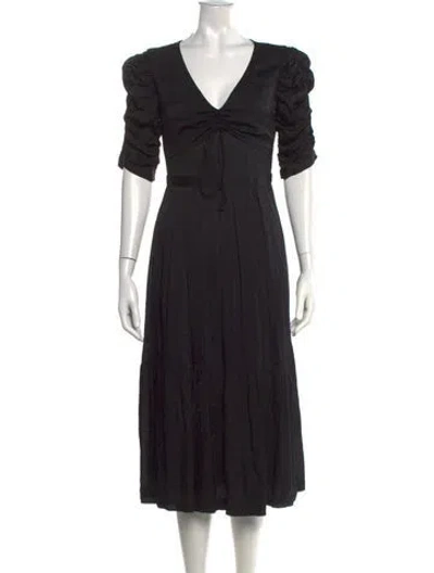 Pre-owned Ba&sh V-neck Midi Length Dress In Black