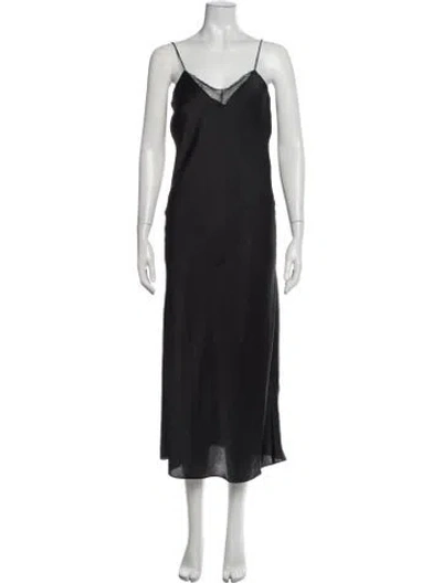 Pre-owned Ba&sh V-neck Midi Length Dress In Black