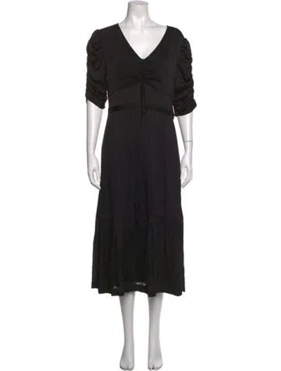 Pre-owned Ba&sh V-neck Midi Length Dress In Black