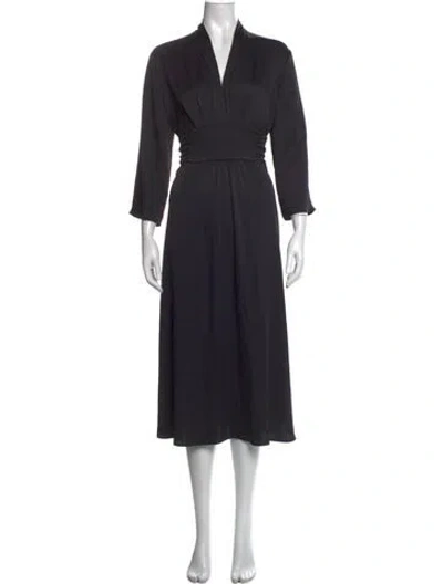 Pre-owned Ba&sh V-neck Midi Length Dress In Black