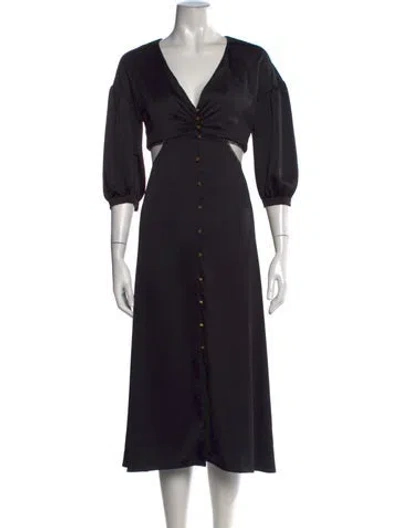 Pre-owned Ba&sh V-neck Midi Length Dress In Black