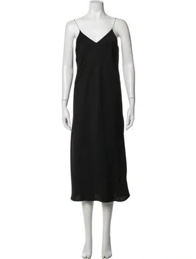 Pre-owned Ba&sh V-neck Midi Length Dress In Black