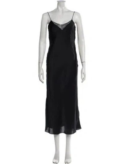 Pre-owned Ba&sh V-neck Midi Length Dress In Black