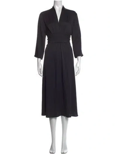 Pre-owned Ba&sh V-neck Midi Length Dress In Black