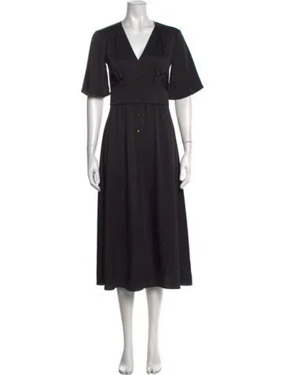 Pre-owned Ba&sh V-neck Midi Length Dress In Black