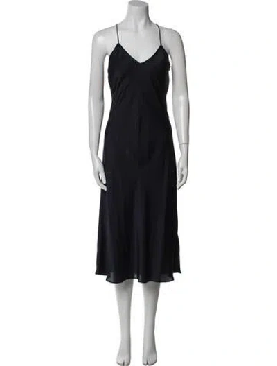 Pre-owned Ba&sh V-neck Midi Length Dress In Blue