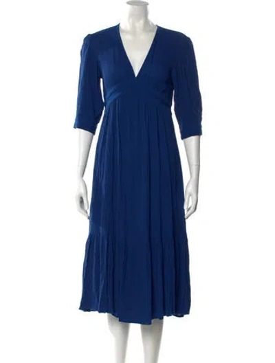Pre-owned Ba&sh V-neck Midi Length Dress In Blue