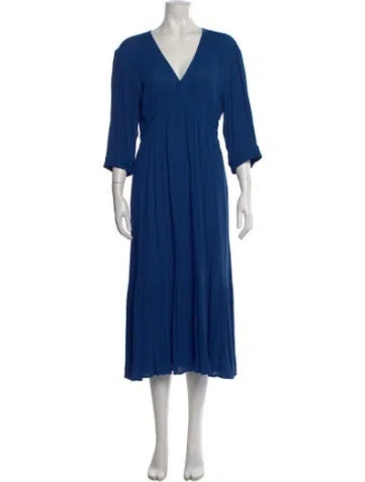 Pre-owned Ba&sh V-neck Midi Length Dress In Blue