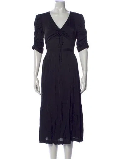 Pre-owned Ba&sh V-neck Midi Length Dress In Blue