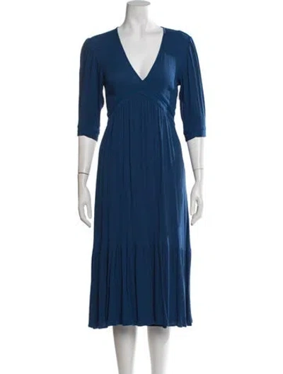 Pre-owned Ba&sh V-neck Midi Length Dress In Blue