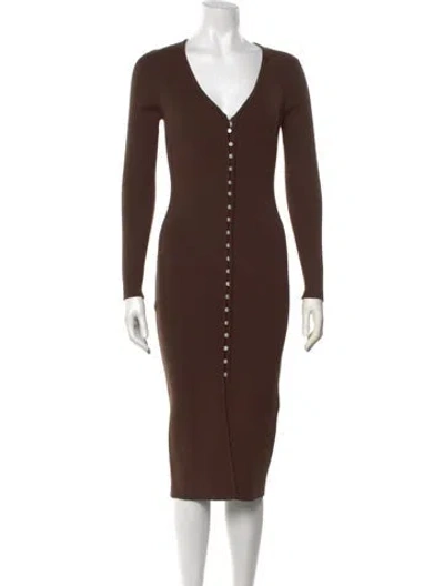 Pre-owned Ba&sh V-neck Midi Length Dress In Brown