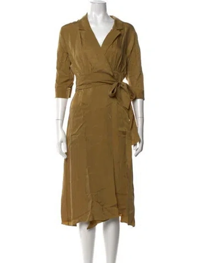 Pre-owned Ba&sh V-neck Midi Length Dress In Brown