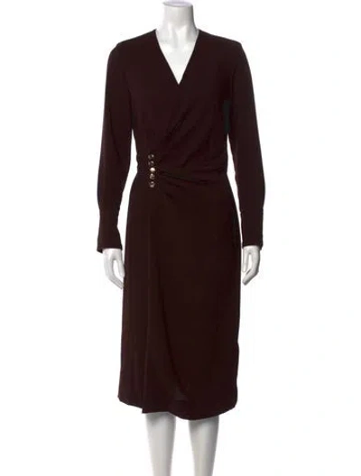 Pre-owned Ba&sh V-neck Midi Length Dress In Burgundy