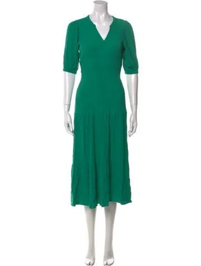 Pre-owned Ba&sh V-neck Midi Length Dress In Green